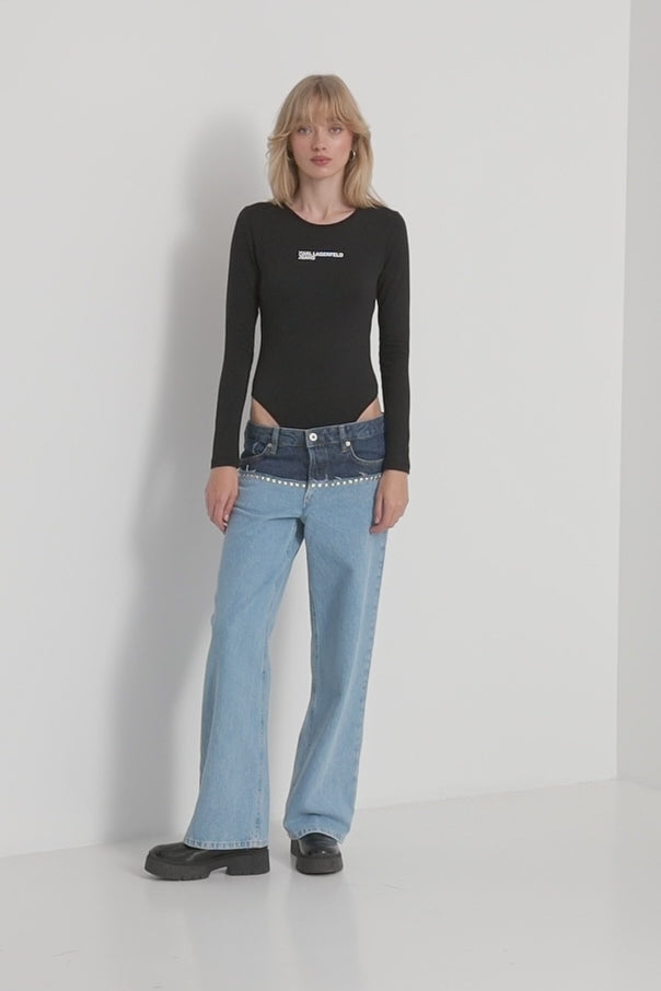 Karl Lagerfeld Bodysuit Crew Neck | Black