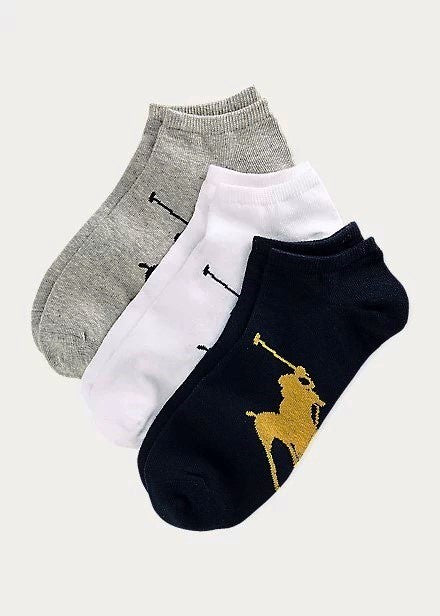 Ralph Lauren Men's Big Pony Sock 3-Pack | Black/White/Grey