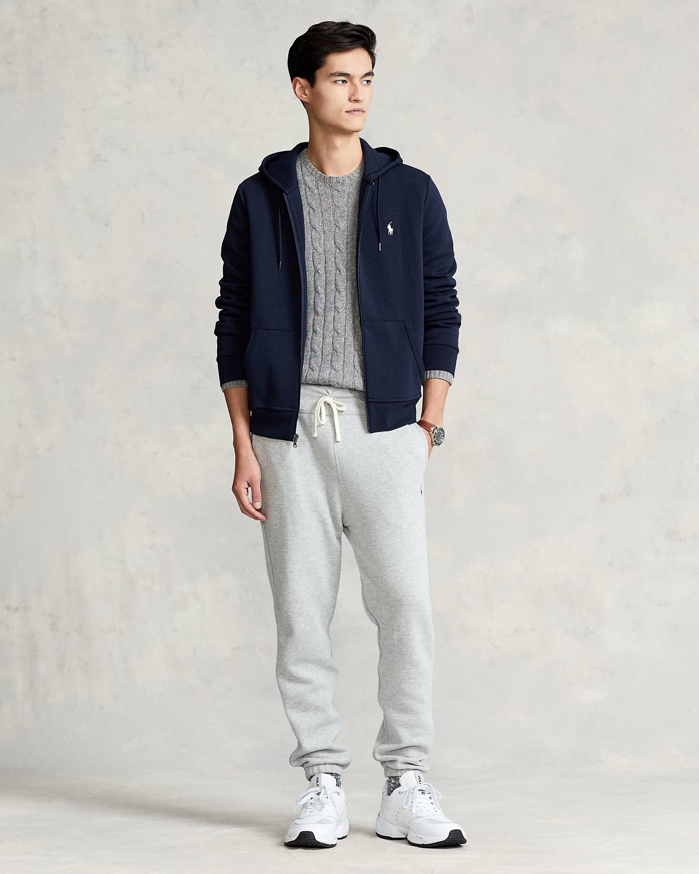 Ralph Lauren Double-Knit Full-Zip Hoodie | Aviator Navy