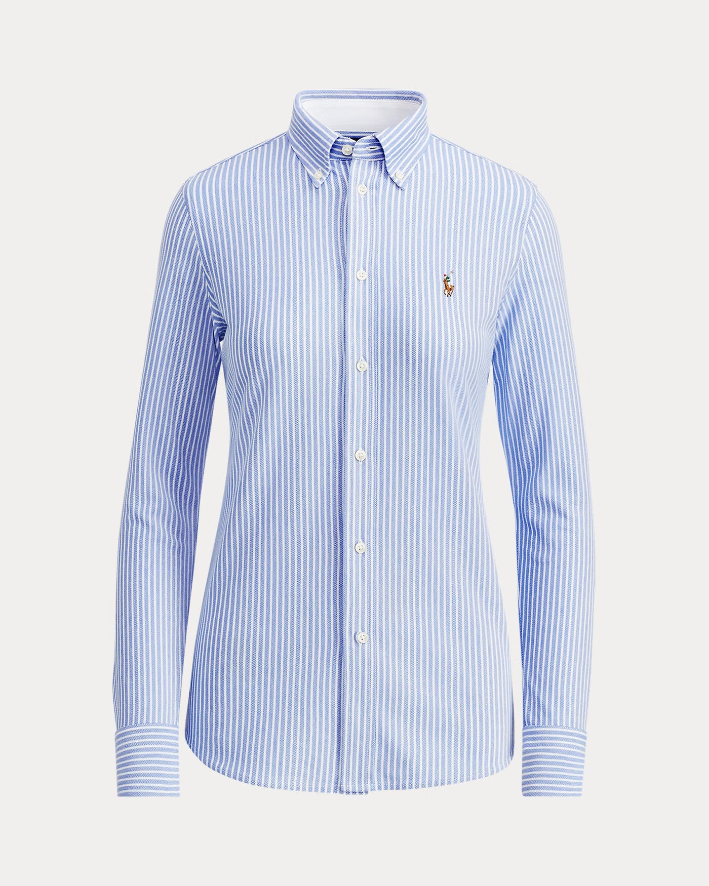 Ralph Lauren Striped Knit Oxford Shirt | Blue/White