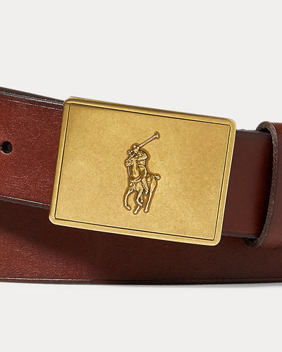 Ralph Lauren Pony Plaque Leather Belt | Brown