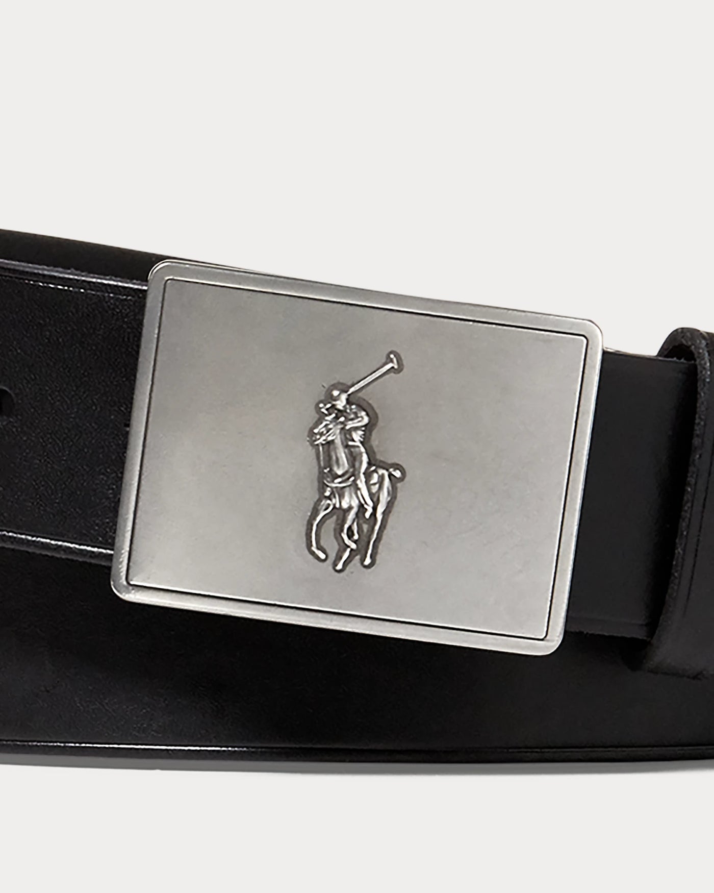 Ralph Lauren Pony Plaque Leather Belt | Black