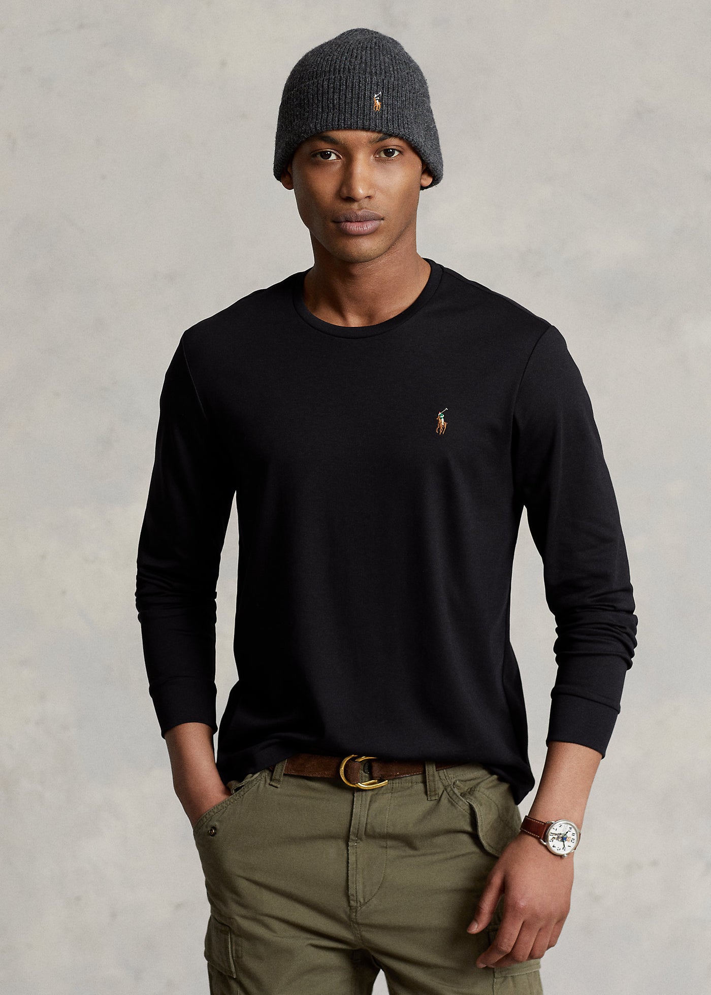 Ralph Lauren Custom Slim Fit Soft Cotton Interlock T-Shirt | Black