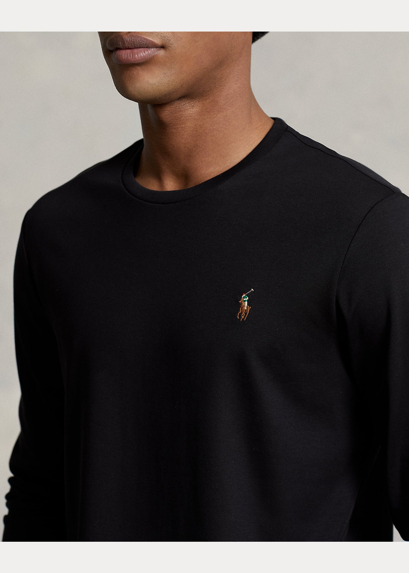 Ralph Lauren Custom Slim Fit Soft Cotton Interlock T-Shirt | Black
