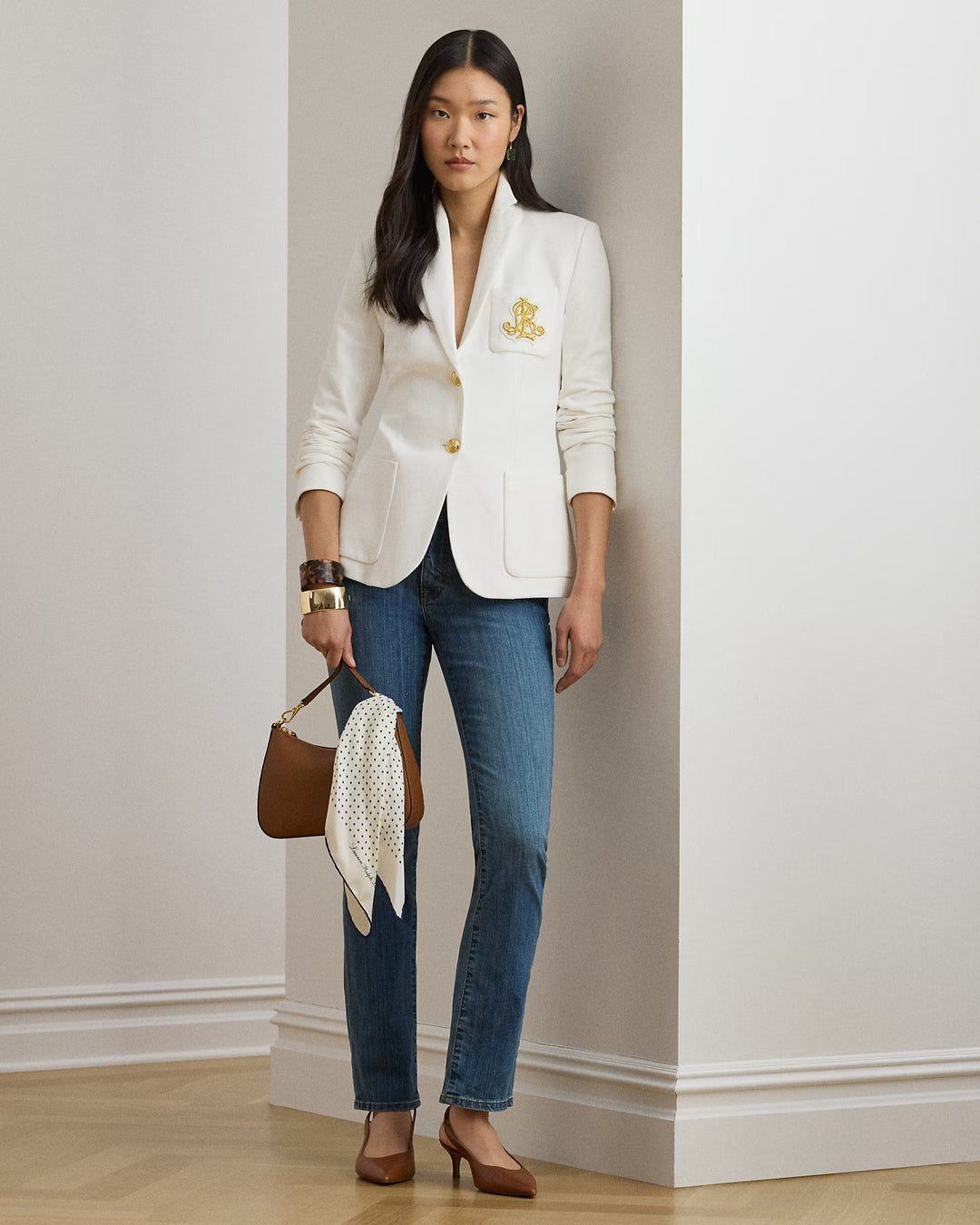 Lauren Ralph Lauren Bullion Jacquard Blazer | White