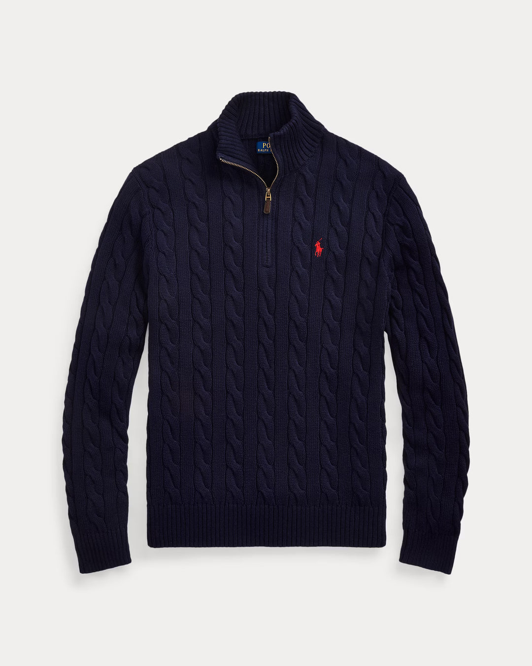 Ralph Lauren Cable-Knit Cotton Quarter-Zip Jumper | Hunter Navy