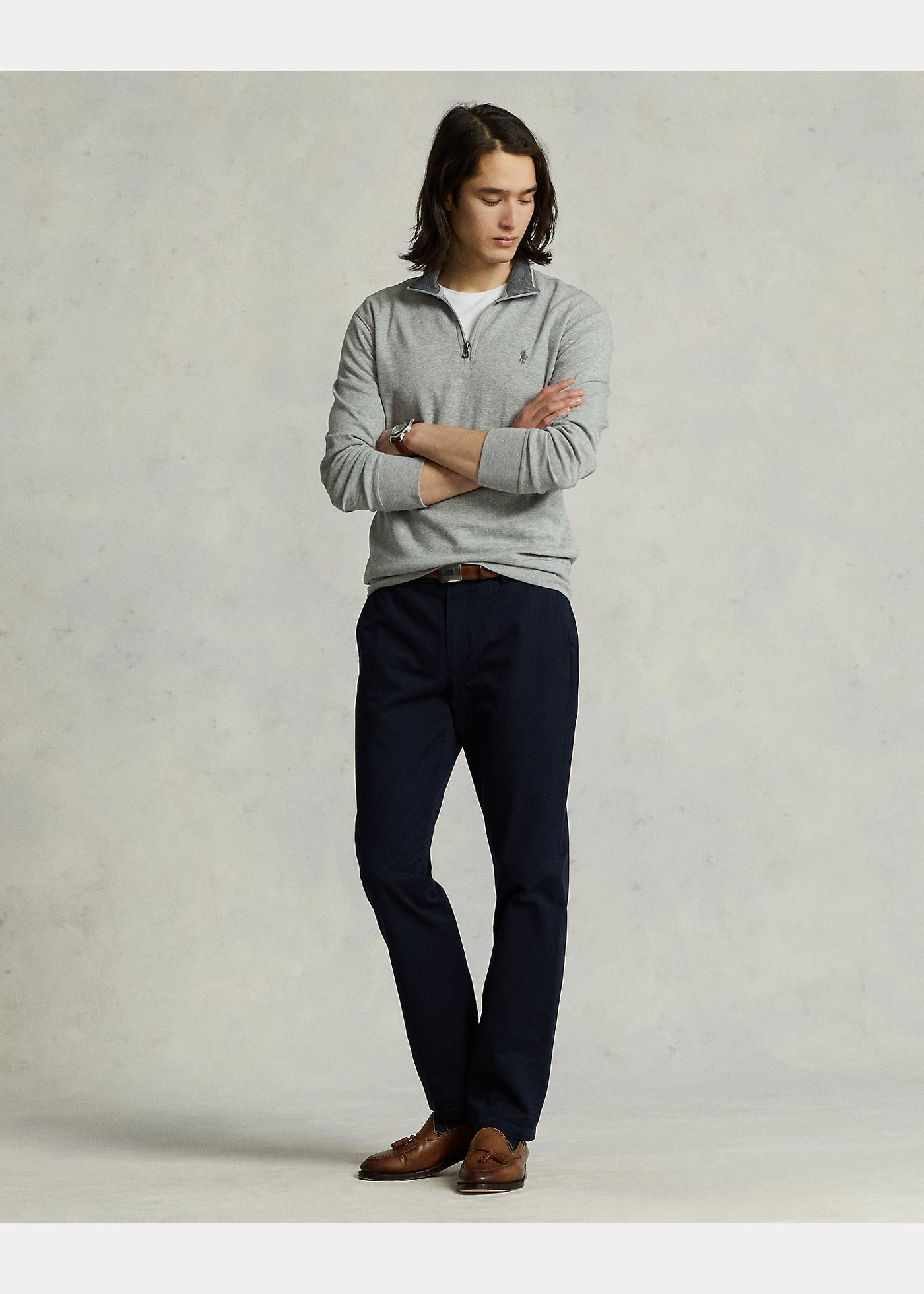Ralph Lauren Luxury Jersey Quarter-Zip Pullover | Grey