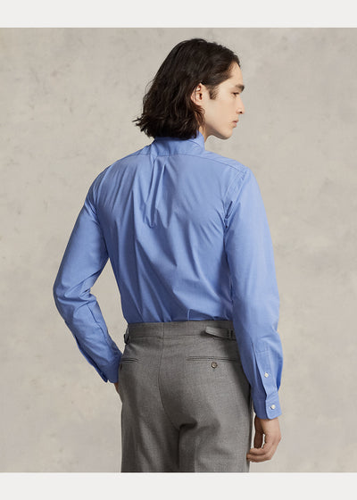 Ralph Lauren Custom Fit Stretch Poplin Shirt | Blue End on End