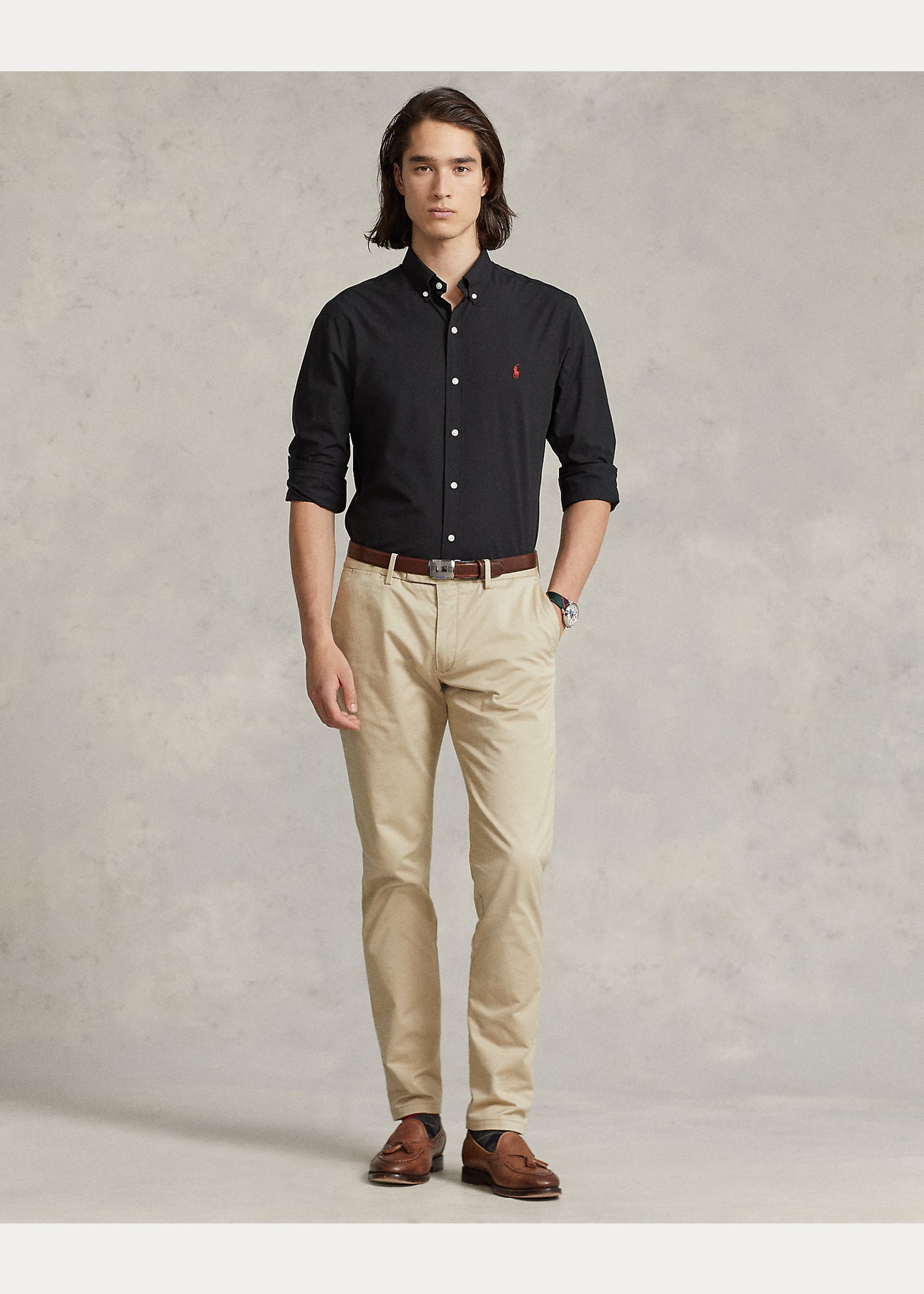 Ralph Lauren Custom Fit Stretch Poplin Shirt | Black