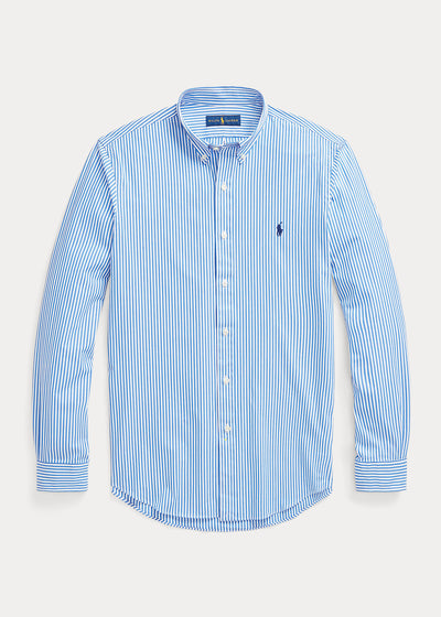 Ralph Lauren Custom Fit Striped Stretch Poplin Shirt | Light Blue/White