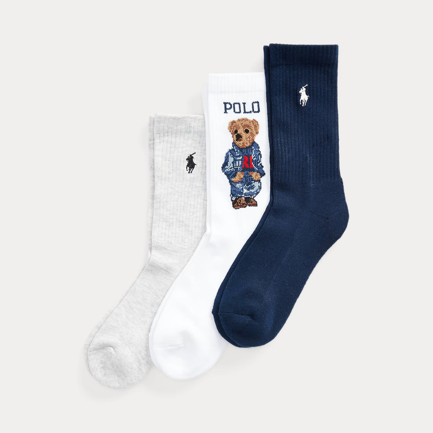 Ralph Lauren Polo Bear Sock 3-Pack | Navy/White/Grey