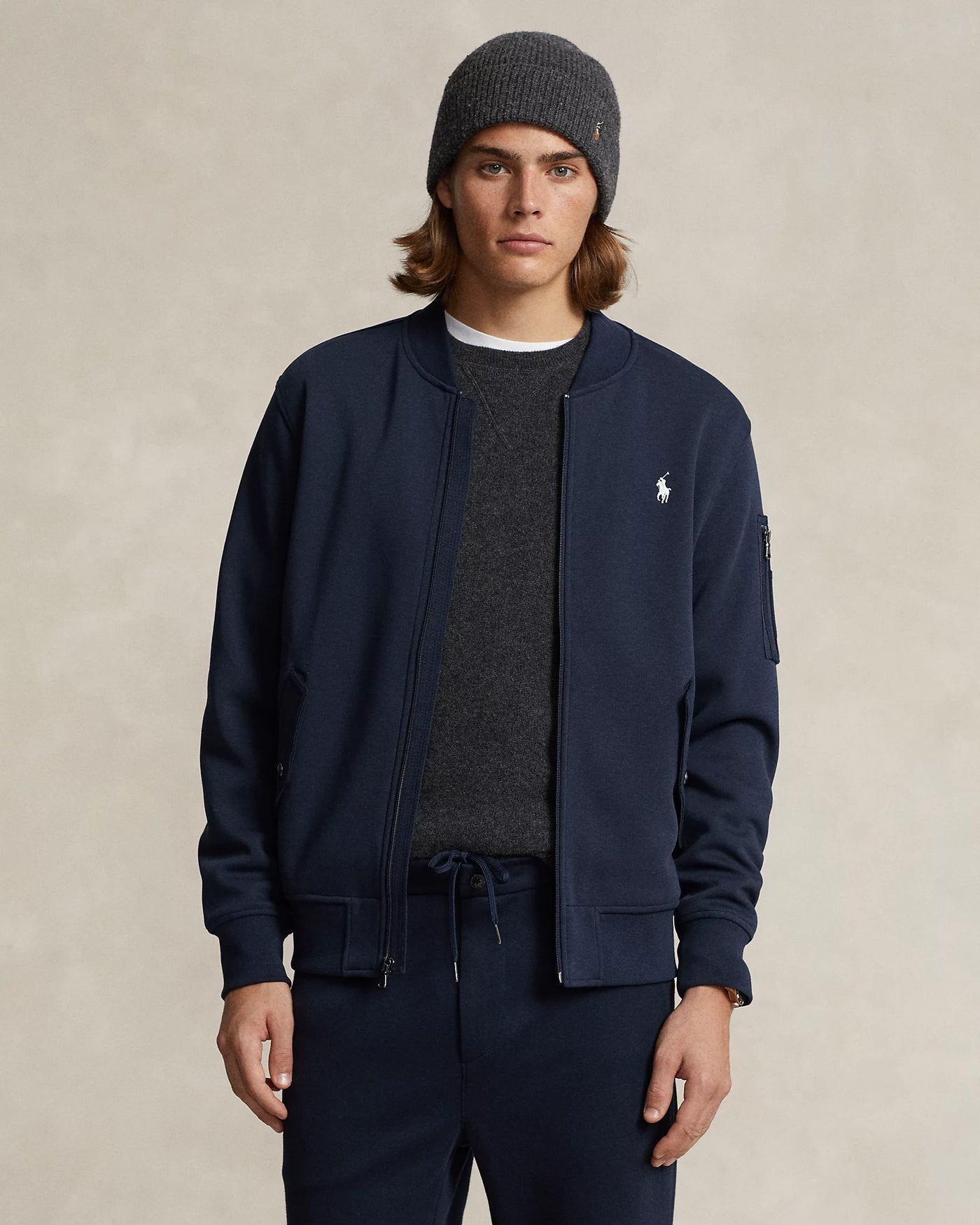 Ralph Lauren Double-Knit Bomber Jacket | Aviator Navy