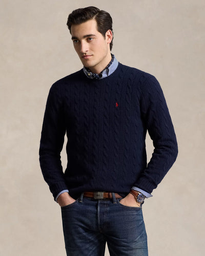 Ralph Lauren Cable-Knit Wool-Cashmere Jumper | Hunter Navy