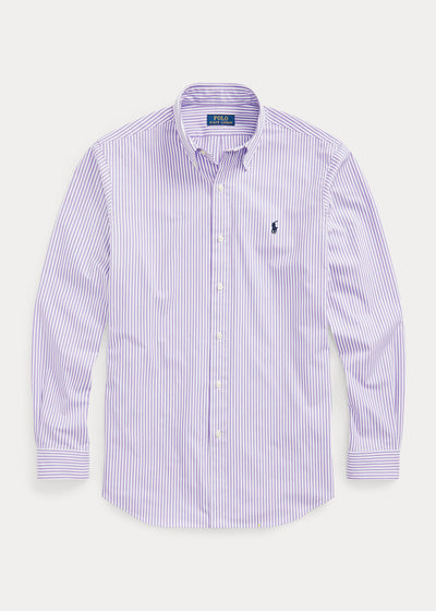 Ralph Lauren Custom Fit Striped Stretch Poplin Shirt | Lavender/White