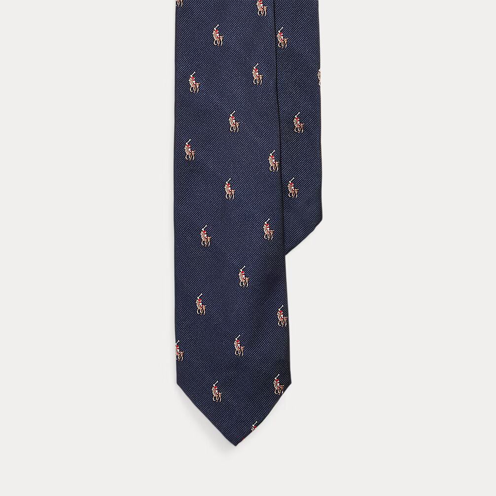 Ralph Lauren Polo Pony Silk Repp Narrow Tie | Navy