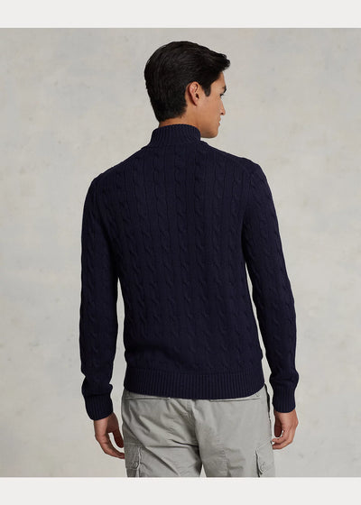 Ralph Lauren Cable-Knit Cotton Full-Zip Jumper | Hunter Navy