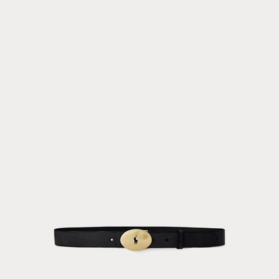 Ralph Lauren Polo Leather Belt with Oval Buckle | Black