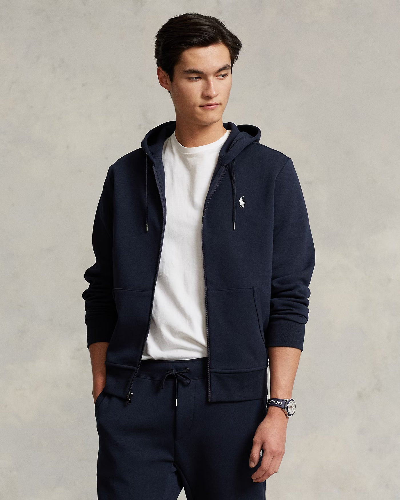 Ralph Lauren Double-Knit Full-Zip Hoodie | Aviator Navy