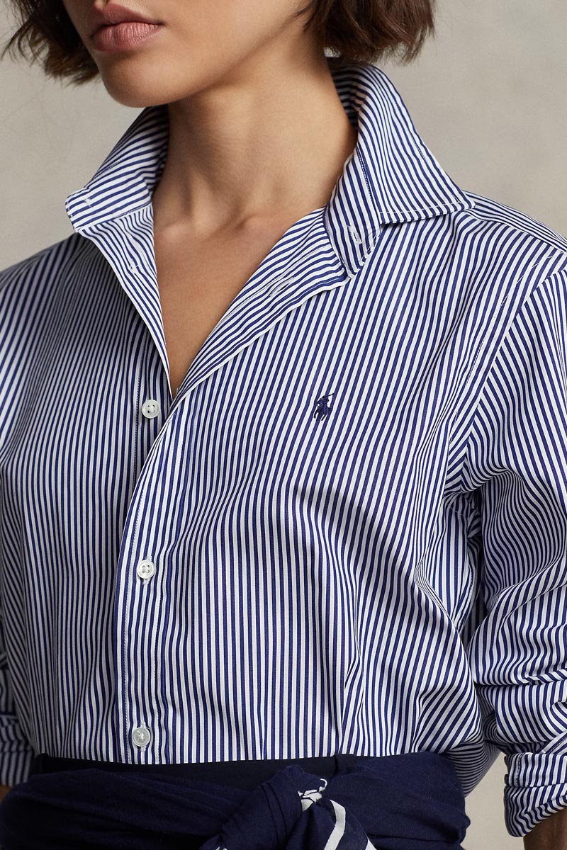 Ralph Lauren Slim Fit Striped Cotton Shirt | Royal/White