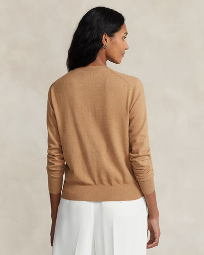 Ralph Lauren Cotton-Blend Cardigan | Camel Melange