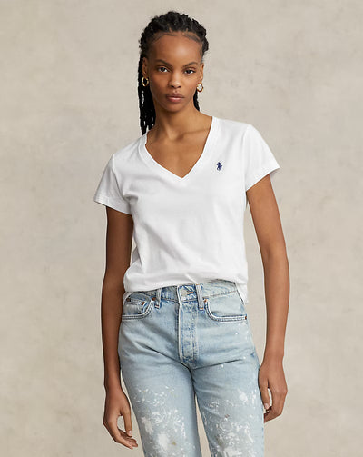 Ralph Lauren Cotton Jersey V-Neck T-Shirt | White