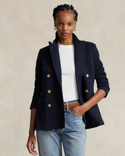 Ralph Lauren Knit Double-Breasted Blazer | Navy