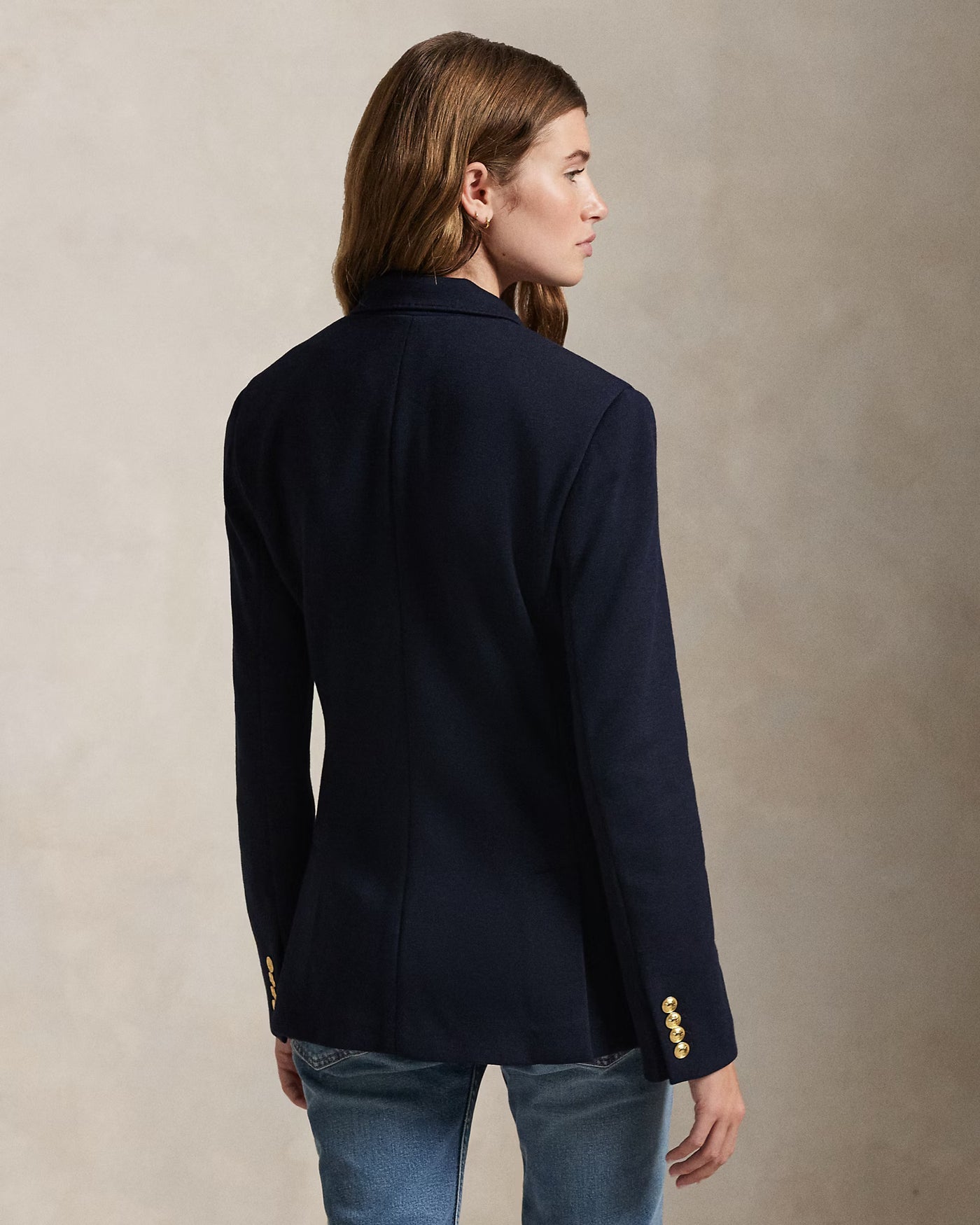 Ralph Lauren Double-Breasted Knit Blazer | Navy