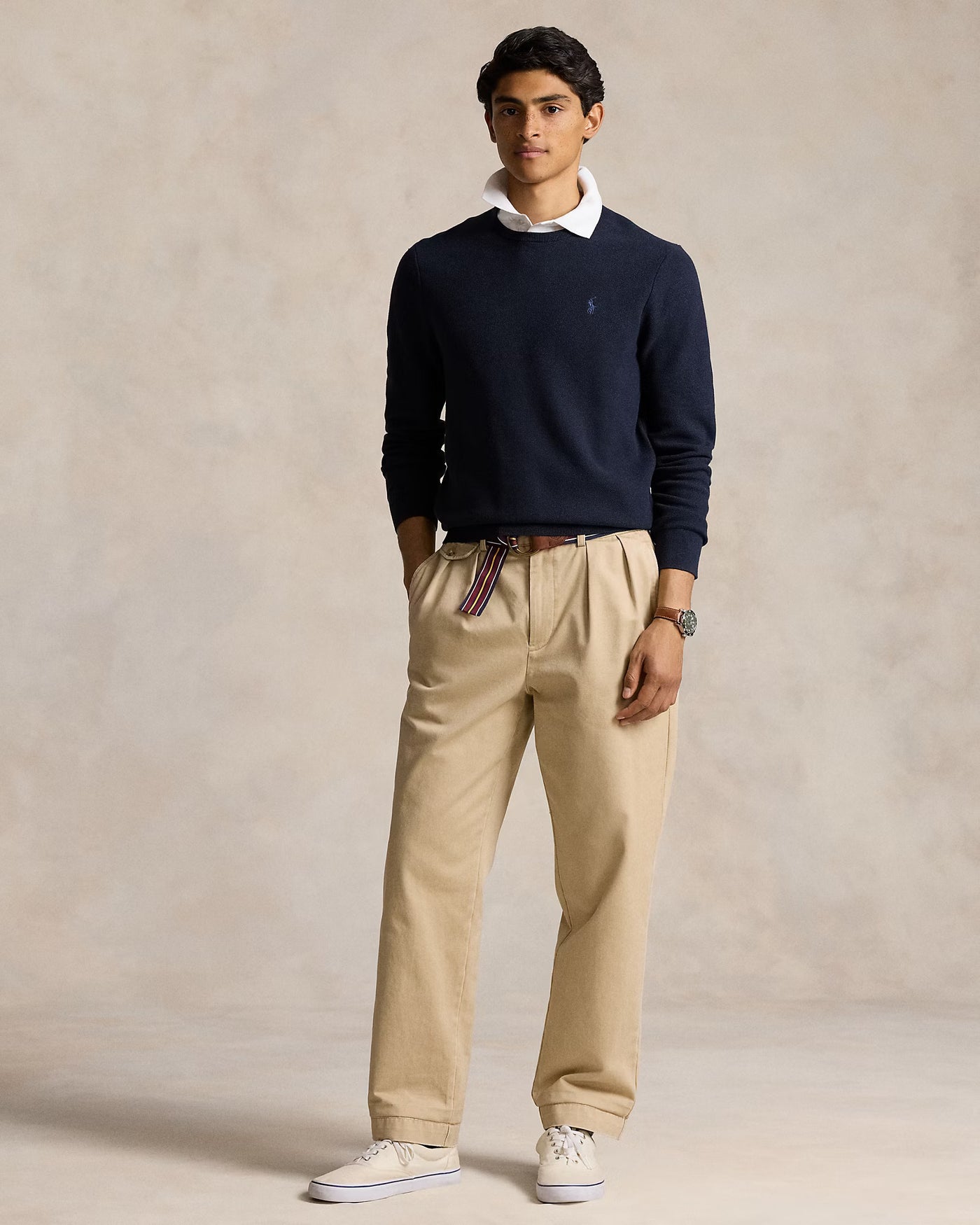 Ralph Lauren Textured Cotton Crewneck Jumper | Navy