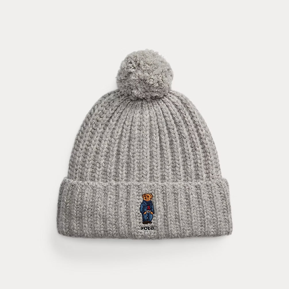 Ralph Lauren Polo Bear Wool-Blend Pom-Pom Beanie | Grey