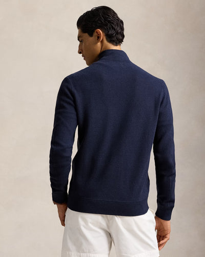 Ralph Lauren Mesh-Knit Cotton Full-Zip Jumper | Navy