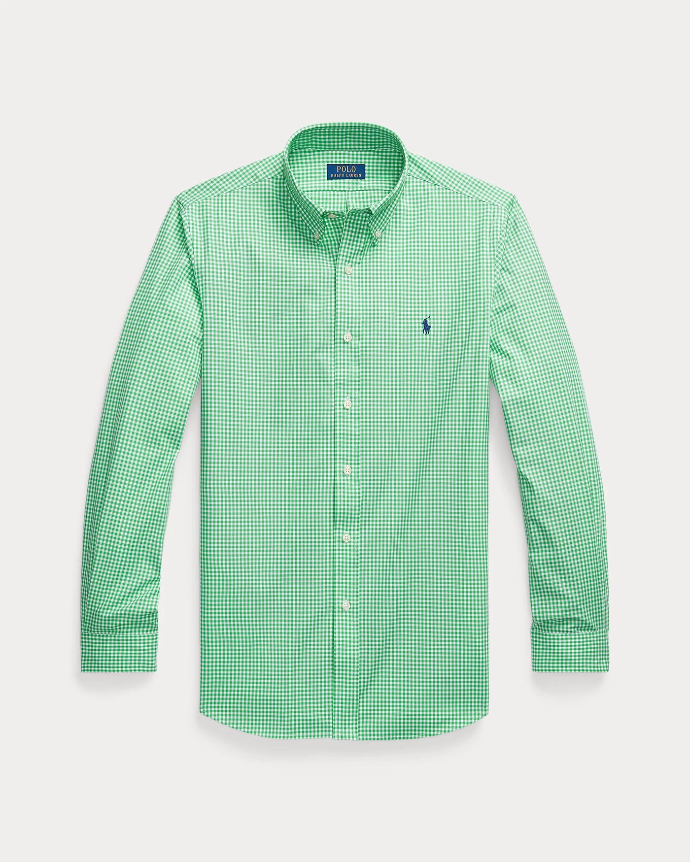 Ralph Lauren Custom Fit Gingham Stretch Poplin Shirt | Pine/White