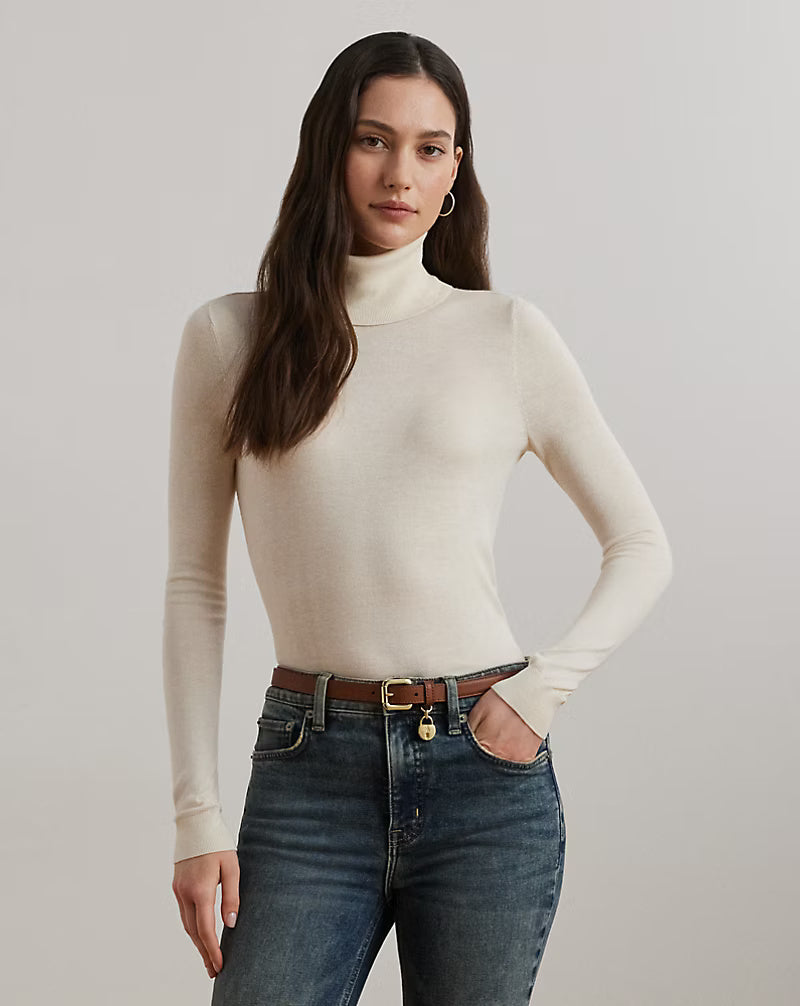 Lauren Ralph Lauren Silk-Blend Roll Neck Jumper | Cream