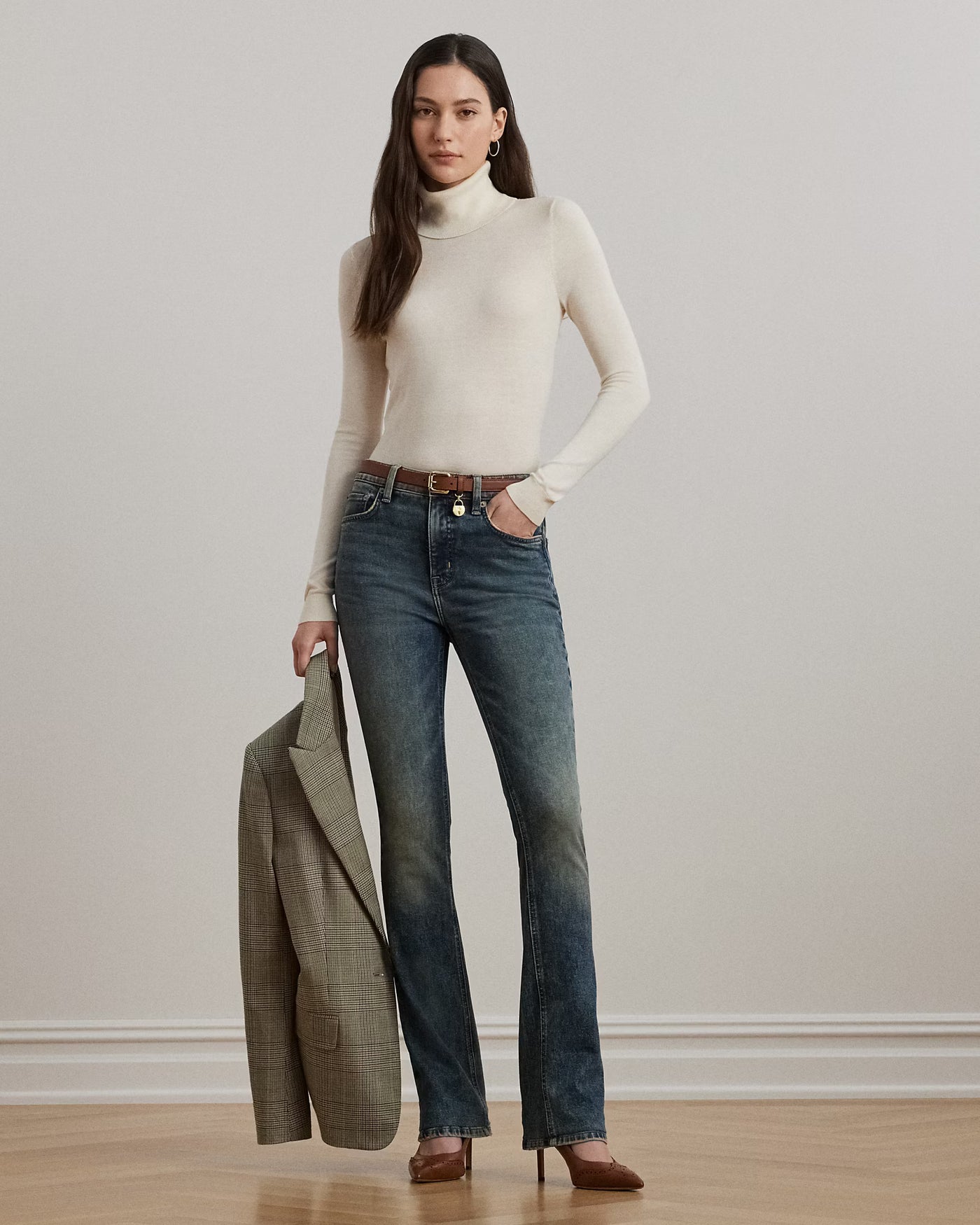 Lauren Ralph Lauren Silk-Blend Roll Neck Jumper | Cream