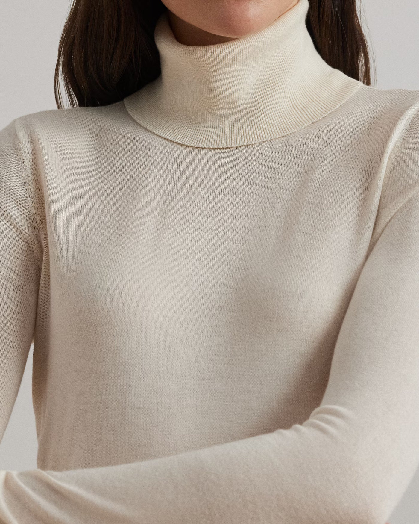 Lauren Ralph Lauren Silk-Blend Roll Neck Jumper | Cream