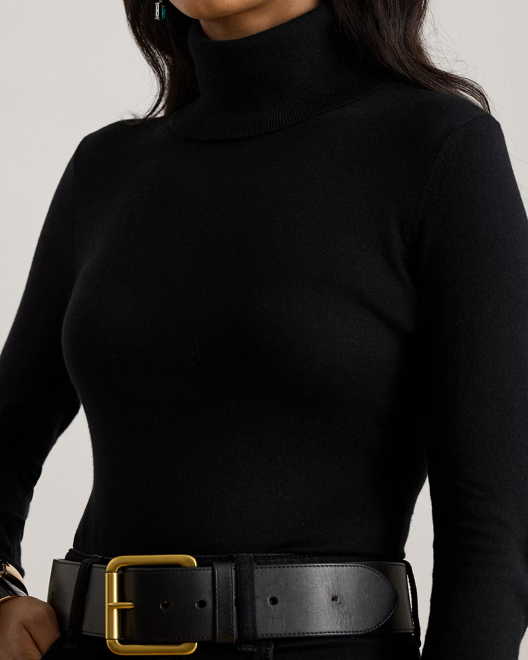 Lauren Ralph Lauren Silk-Blend Roll Neck Jumper | Black
