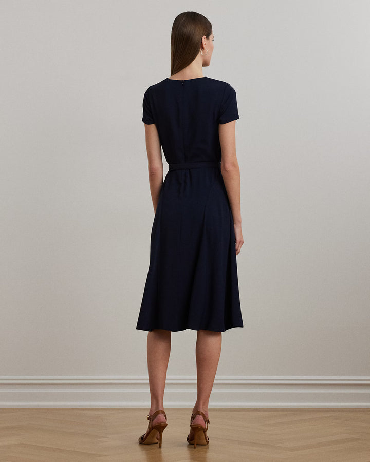 Lauren Ralph Lauren Belted Georgette Dress | Lighthouse Navy