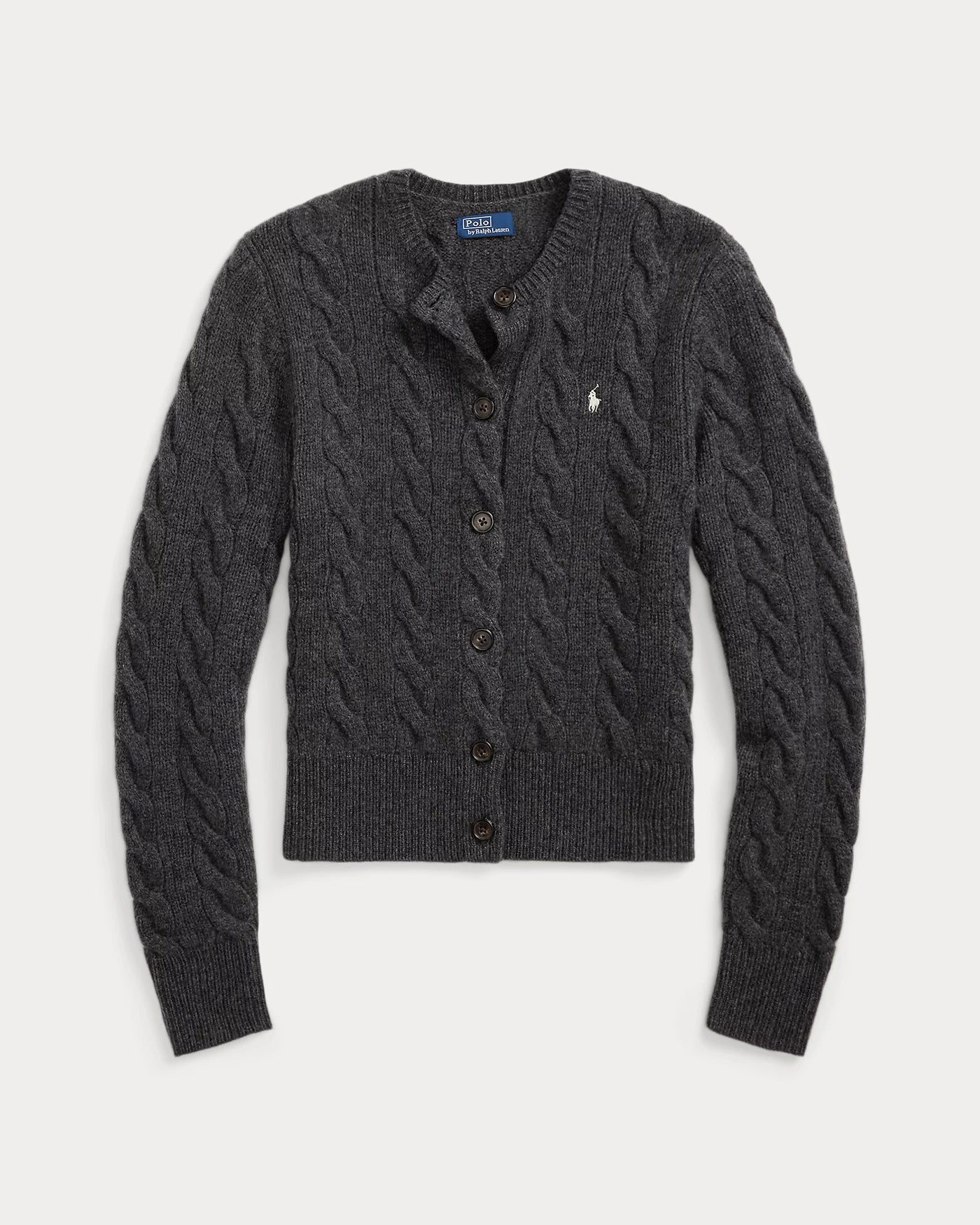 Ralph Lauren Cable-Knit Wool-Cashmere Cardigan | Grey