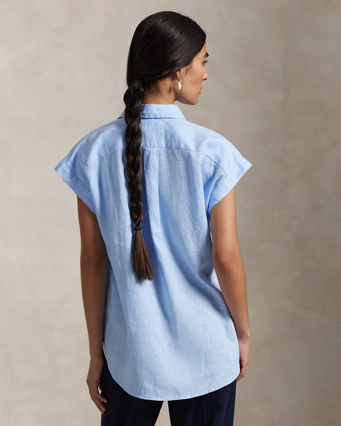 Ralph Lauren Linen Popover Shirt | Baby Blue