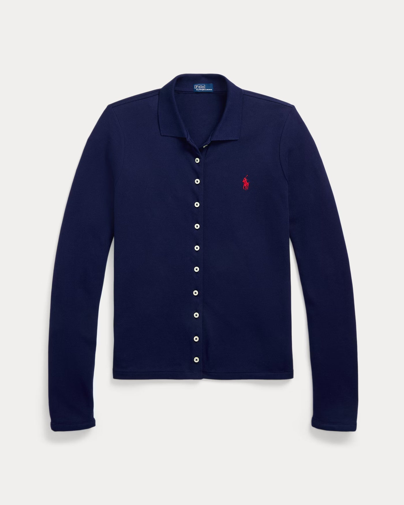 Ralph Lauren Buttoned-Placket Long-Sleeve Polo Cardigan | Newport Navy