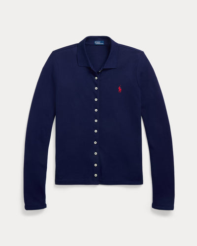 Ralph Lauren Buttoned-Placket Long-Sleeve Polo Cardigan | Newport Navy