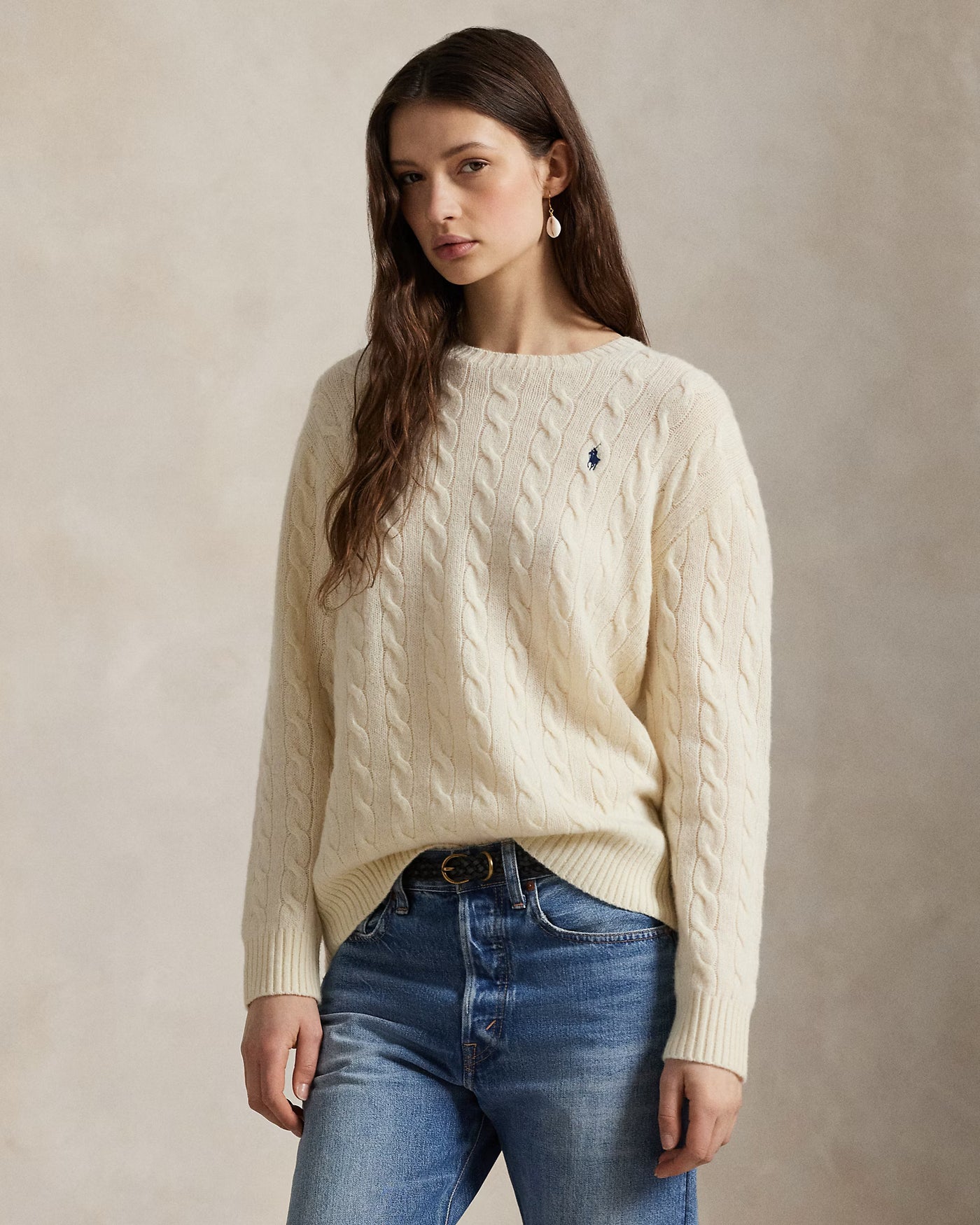 Ralph Lauren Cable Wool-Cashmere Crewneck Jumper | Cream