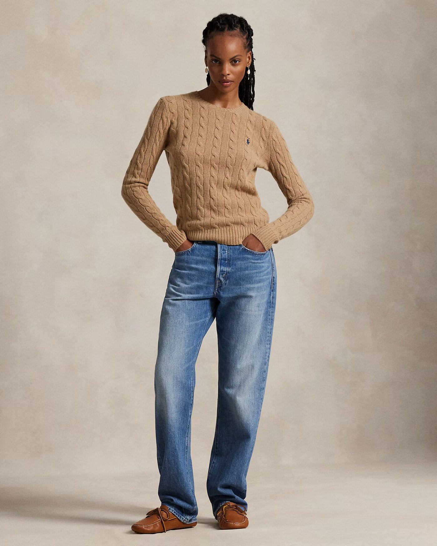 Ralph Lauren Cable Wool-Cashmere Crewneck Jumper | Camel