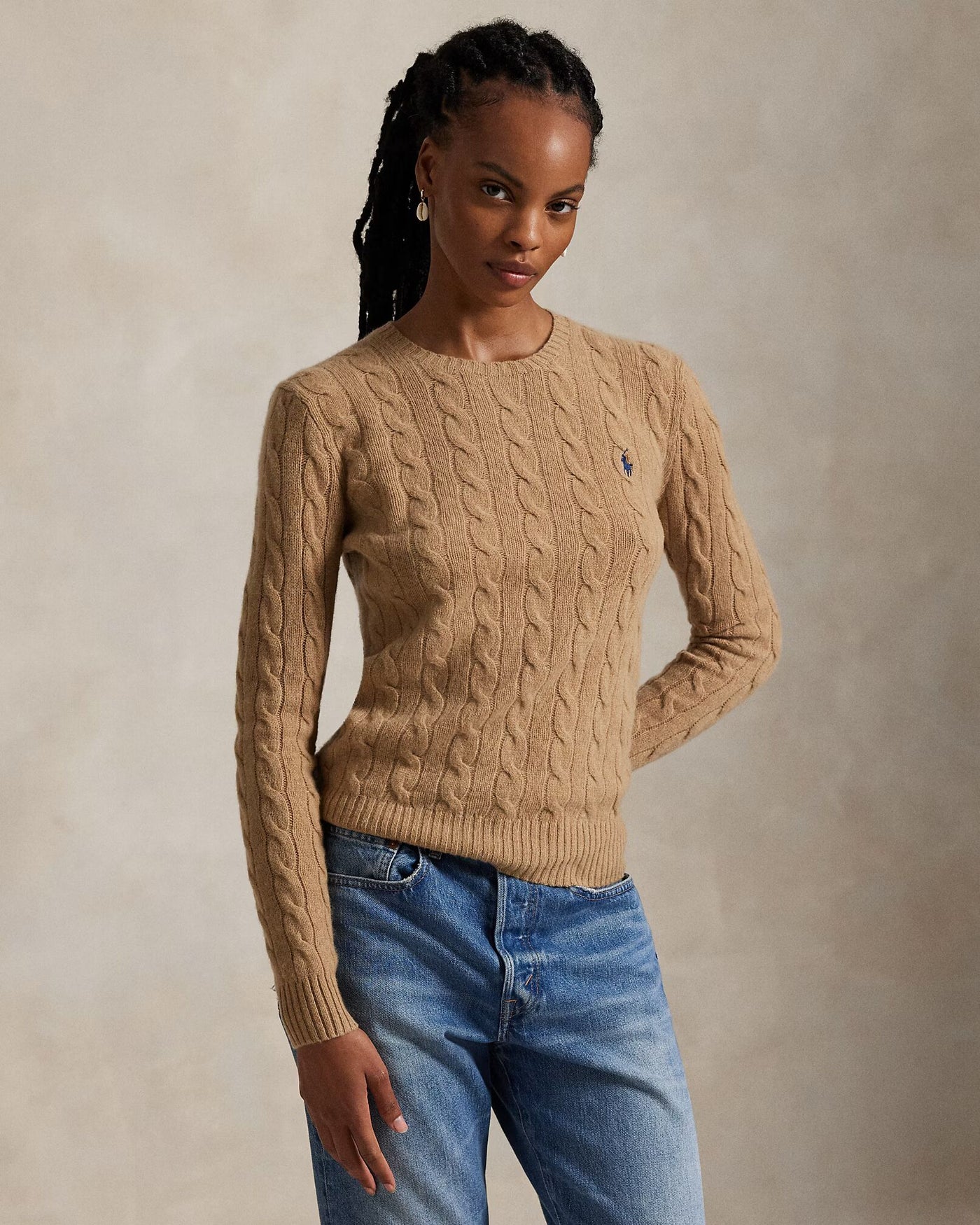 Ralph Lauren Cable Wool-Cashmere Crewneck Jumper | Camel