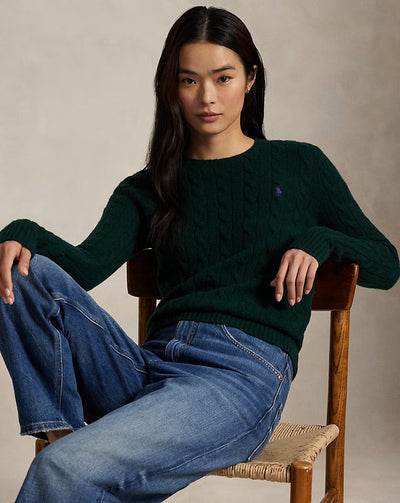 Ralph Lauren Cable Wool-Cashmere Crewneck Jumper | College Green
