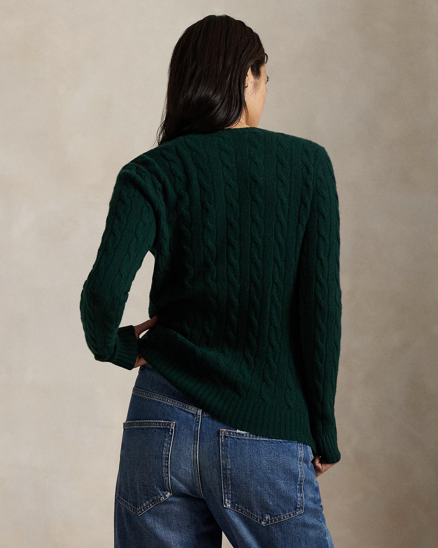 Ralph Lauren Cable Wool-Cashmere Crewneck Jumper | College Green