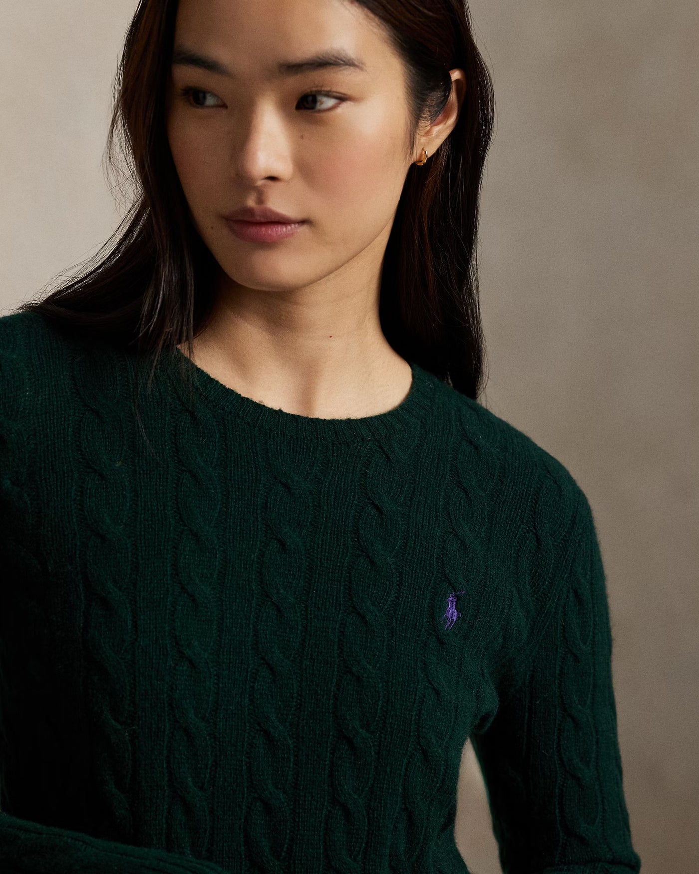 Ralph Lauren Cable Wool-Cashmere Crewneck Jumper | College Green