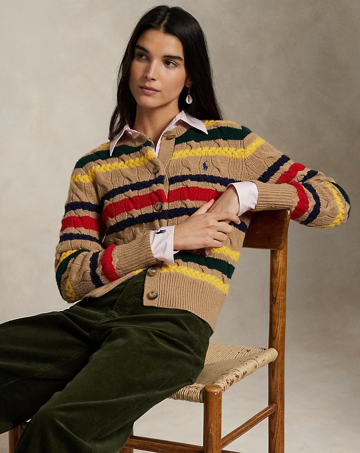 Ralph Lauren Wool+Cashmere Cardigan | Camel Multi