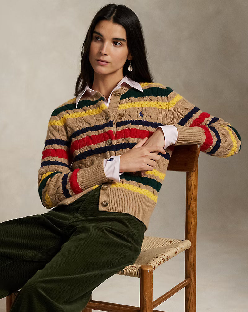 Ralph Lauren Wool+Cashmere Cardigan | Camel Multi