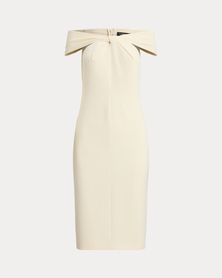 Lauren Ralph Lauren Twist-Front Crepe Cocktail Dress | Cream