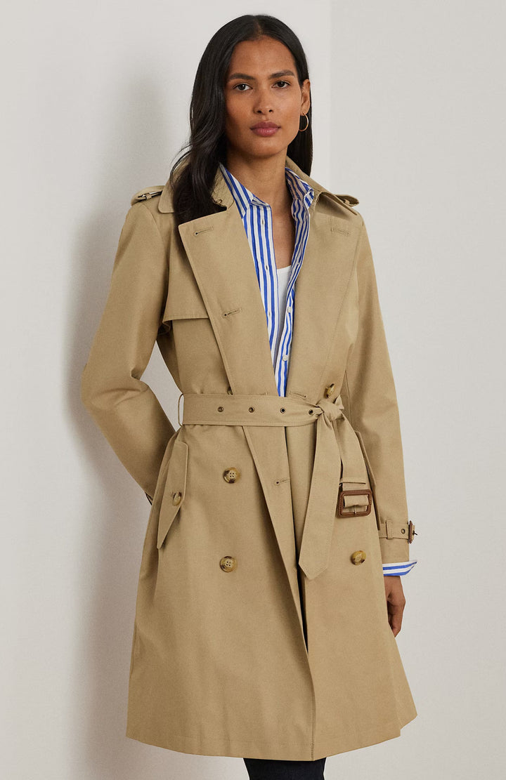 Lauren Ralph Lauren Double-Breasted Cotton-Blend Trench Coat | Birch Tan
